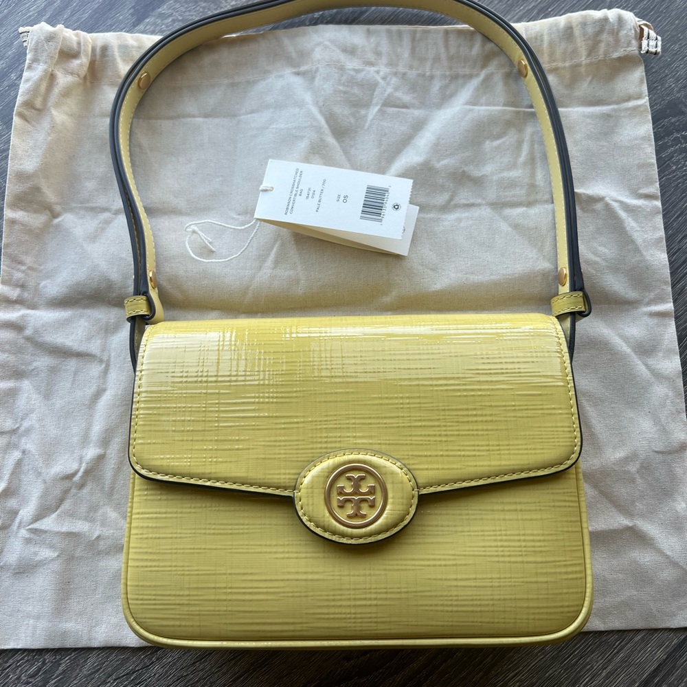 Tory burch robinson shoulder bag in pale butter